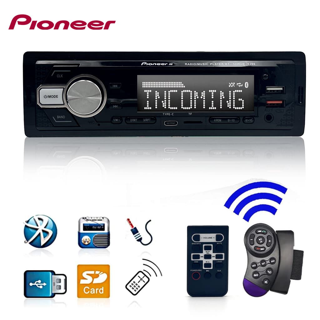 Pioneer-6296BT FM Receiver & MP3 Player pour Voitures - جهاز راديو سيارة بايونير الذكي مع بلوتوث وإضاءة - Accessoires Auto/Moto - صورة 1