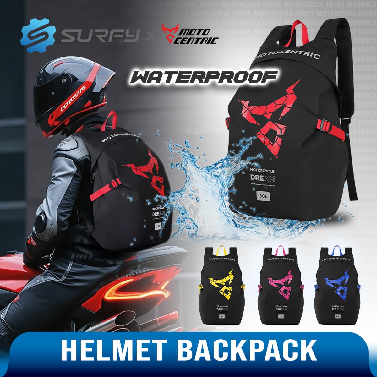 Sac à Dos MOTOCENTRIC pour Casque de Moto - حقيبة ظهر المخصصة لخوذة الدراجة النارية - Accessoires Auto/Moto - صورة 1