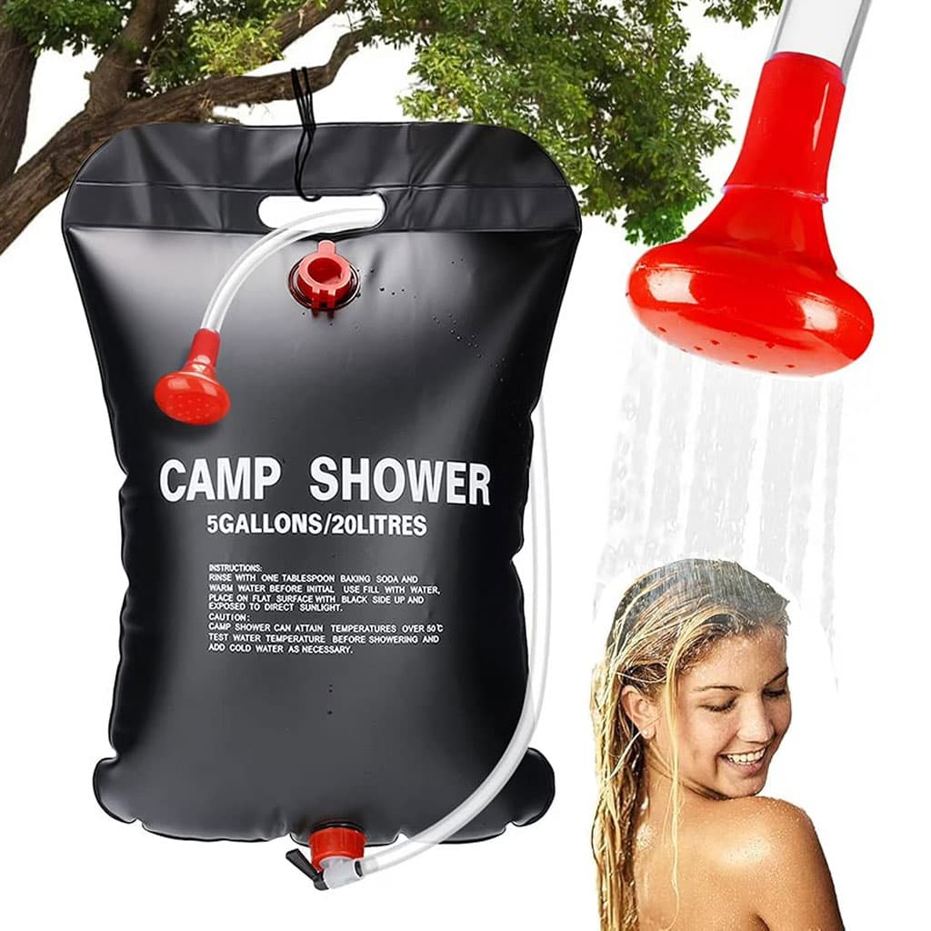 Sac de douche solaire avec pommeau de douche interchangeable 20L - حقيبة الاستحمام الشمسية المحمولة سعة 20 لتر - Camping et Randonnée - صورة 1