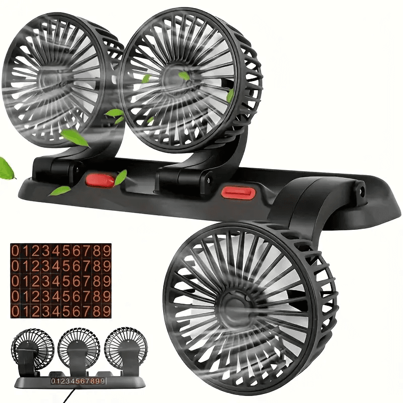 Ventilateur de Voiture USB Haute Vitesse 360° Réglable 3 Têtes 12/ 24 V - مروحة سيارة قابلة للتعديل بزاوية 360 درجة بثلاثة رؤوس - Accessoires Auto/Moto - صورة 6
