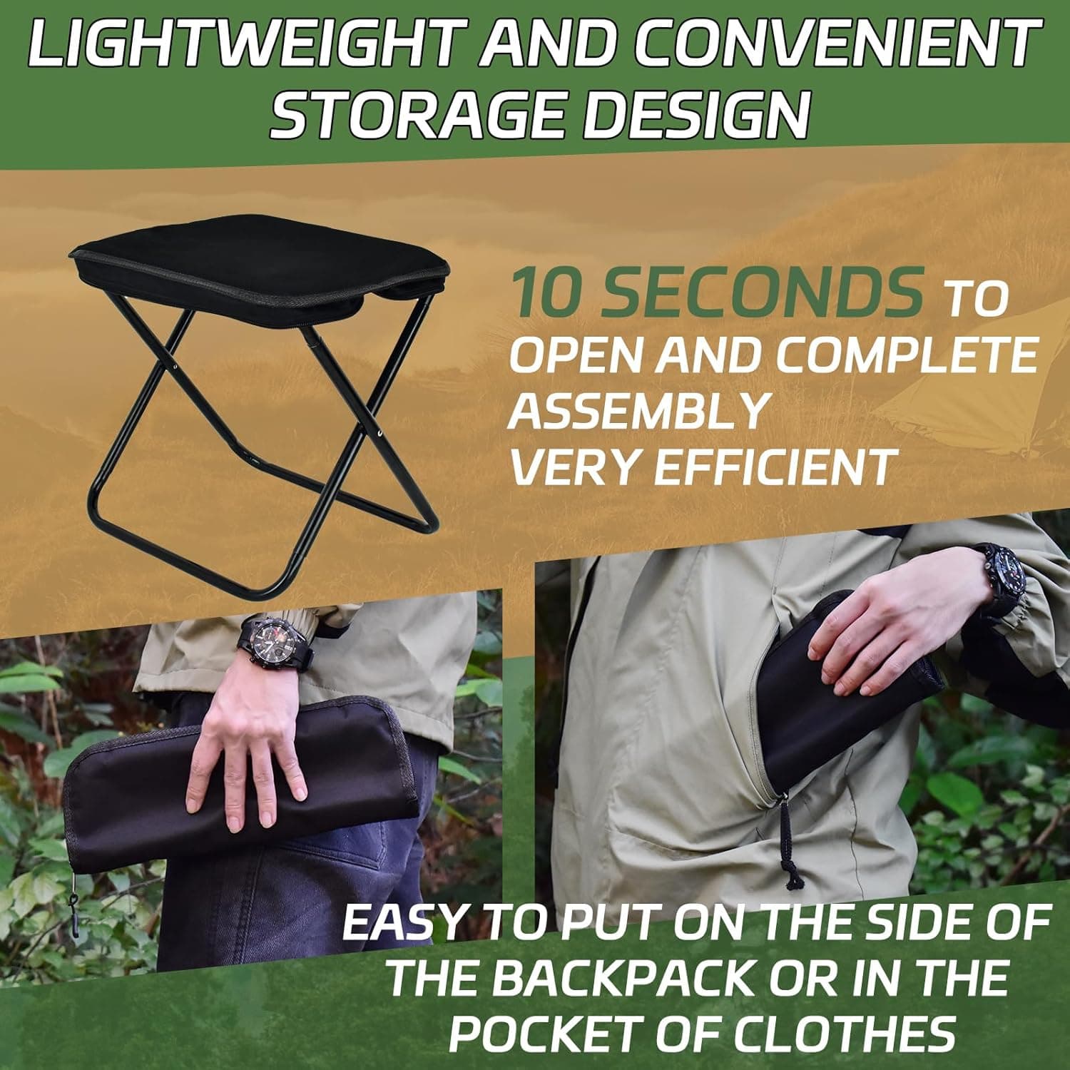 Tabouret de Camping Pliable et Ultra-Léger - كرسي التخييم المحمول القابل للطي - Camping et Randonnée - صورة 7