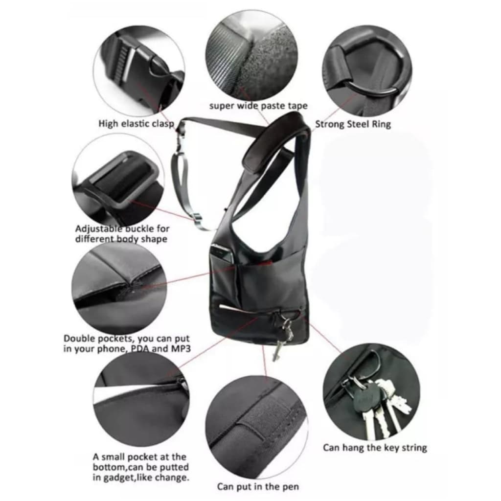 Sacoche sous-bras Anti-vol Multi-Poche Design Élégant Pour Voyage Quotidien - Sac à dos et Mode - صورة 10