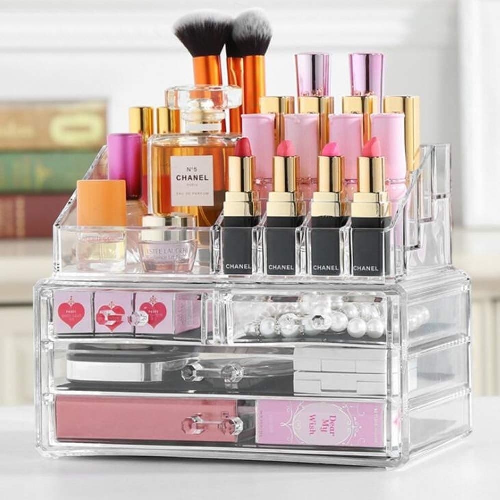 Boîte de rangement de maquillage acrylique avec 3 tiroirs - Soins et Beauté - صورة 1