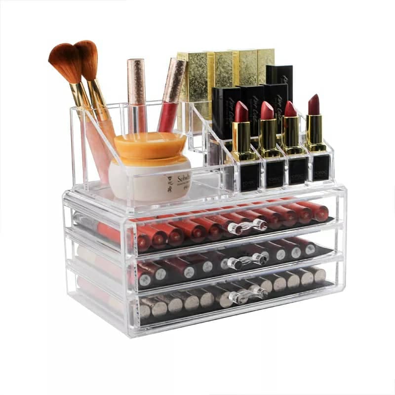 Boîte de rangement de maquillage acrylique avec 3 tiroirs - Soins et Beauté - صورة 7