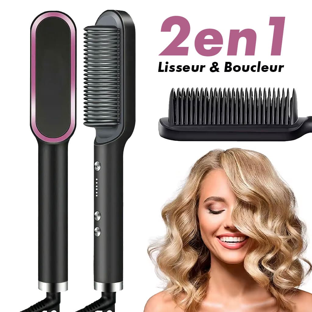 Brosse à cheveux chauffante en céramique 6 niveaux de chaleur 360° – Lisseur HQT-909B - Soins et Beauté - صورة 9