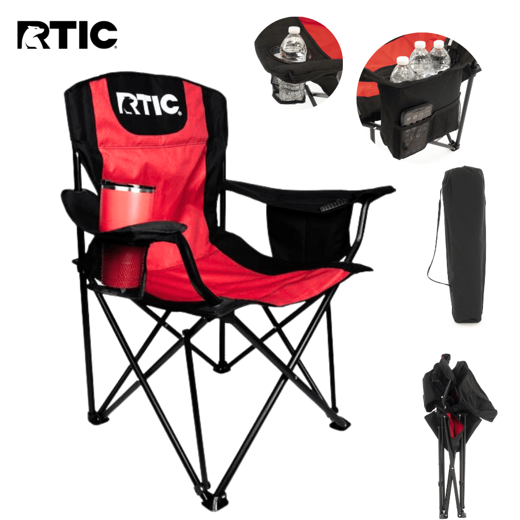 RTIC Chaise de camping pliante avec porte-boissons et sacs isoterme - Camping et Randonnée - صورة 1
