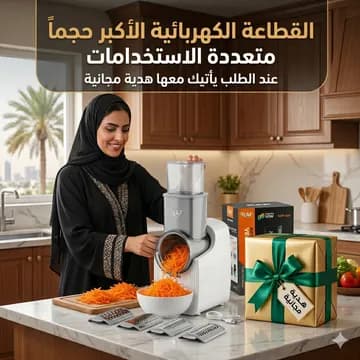 القطاعة الكهربائية الأكبر حجماً لتقطيع وبشر الجبن والخضروات والفواكة متعددة الإستخدامات بضمان عامين مع هدية مجانية - عروض المنزل - صورة 2