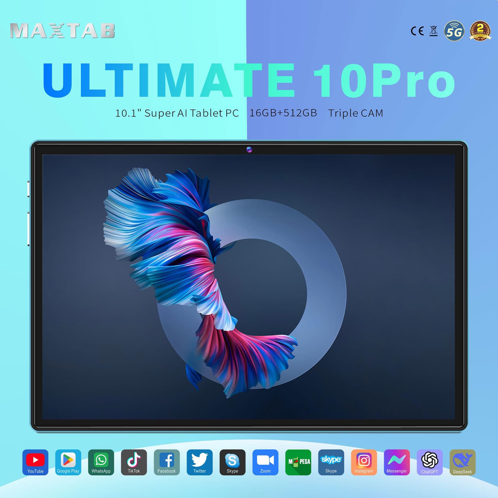 تابلت Ultimate 10 pro بكيبورد و ماوس بلوتوث (ضمان 6 اشهر ) + مجموعة هدايا - تابلتس - صورة 1
