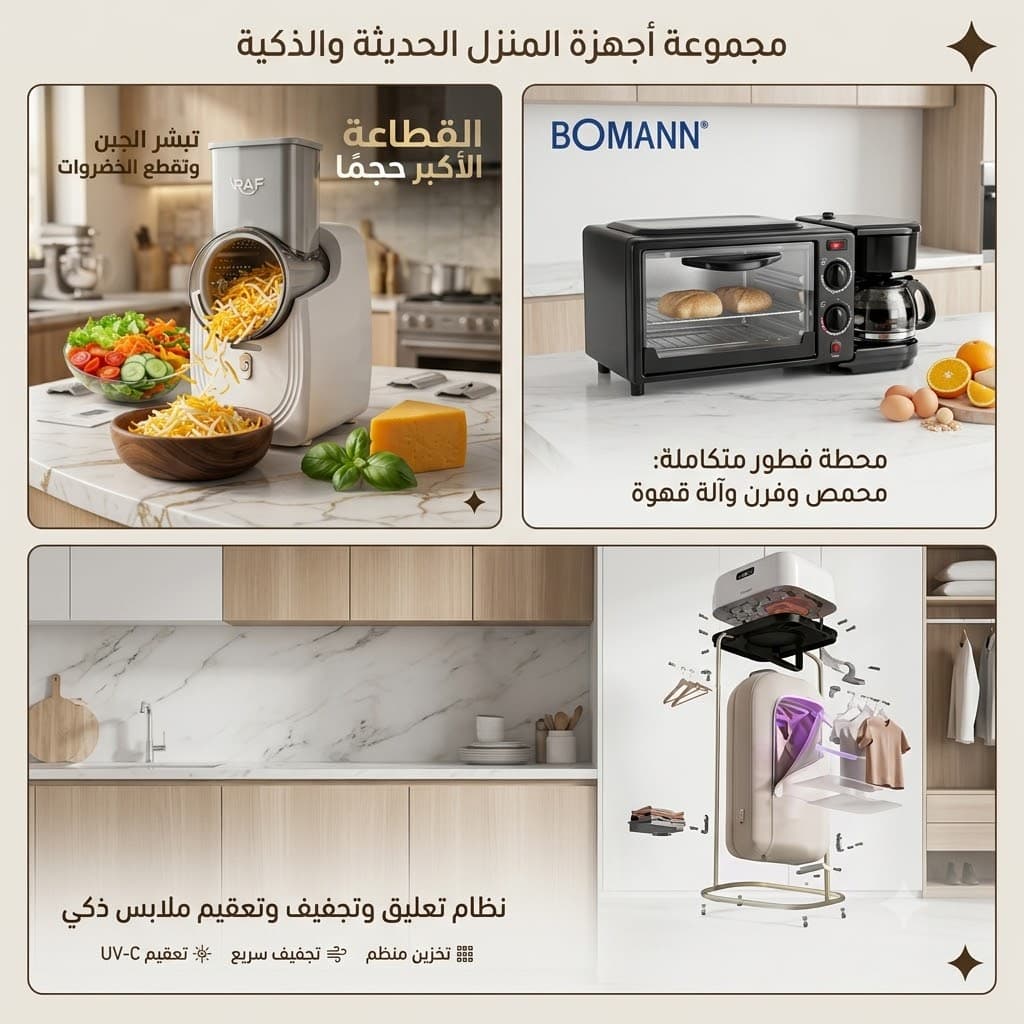 عرض ميكروويف وقلاية وصانعة قهوة + مجفف ملابس السحري 2 في 1 بضمان عامين+القطاعة الكهربائية الأكبر حجماً لتقطيع وبشر الجبن والخضروات والفواكة متعددة الإستخدامات بضمان عامين - عروض المنزل - صورة 1