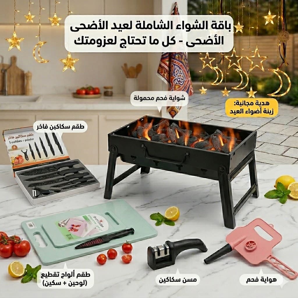 عرض العيد الاضحى طقم سكاكين - شوايه- مسن سكاكين- هوايه-طقم لوح تقطيع(هديه زينه اضواء العيد ) - عروض المنزل - صورة 1