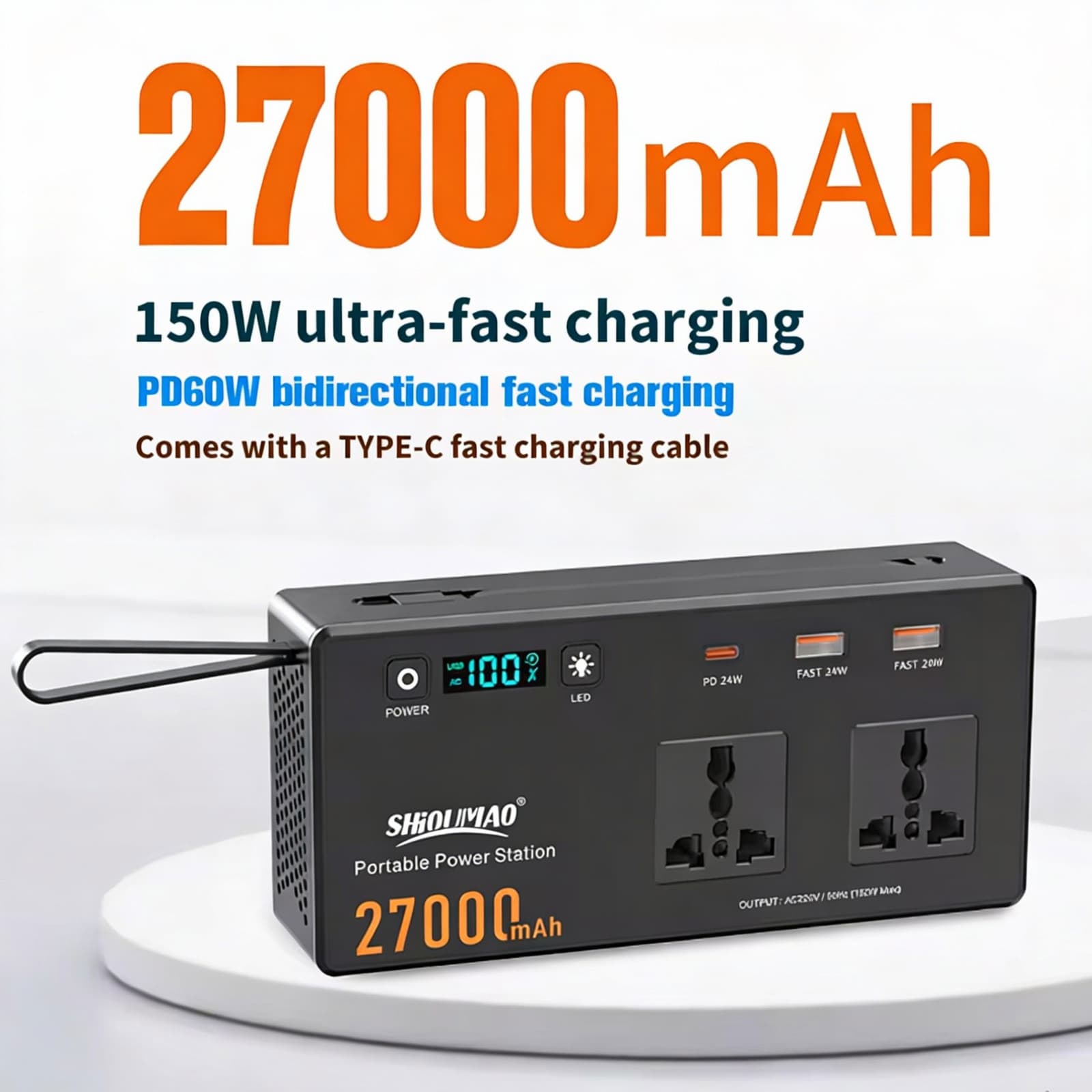 مولد طاقة متنقل 27000 مللي أمبير | اشحن لابتوبك وأجهزتك في أي مكان | شحن سريع | رفيقك الأول في السفر والرحلات - باوربنكات - صورة 4