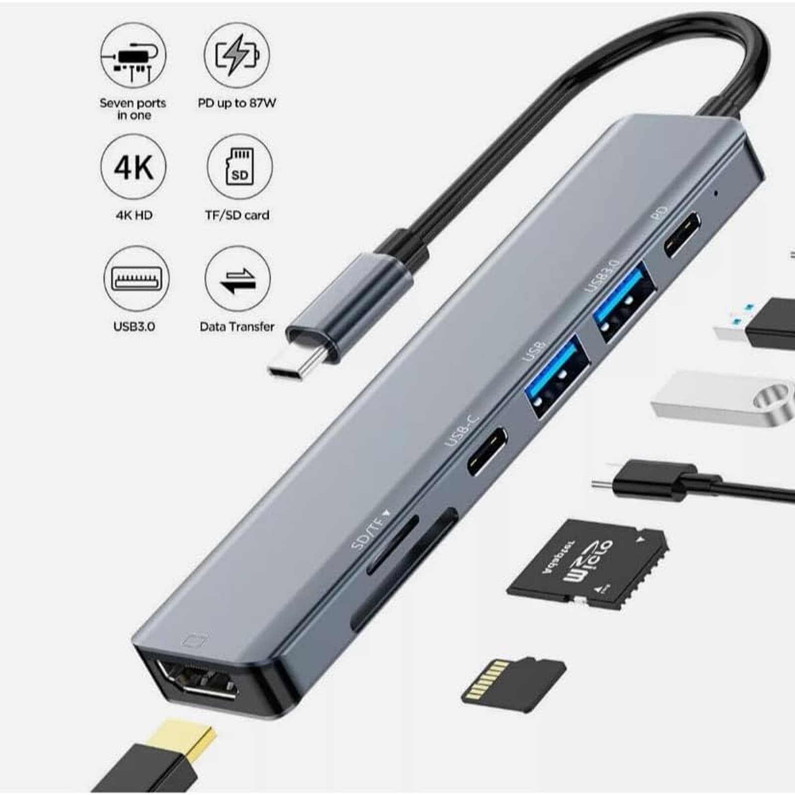محول متعدد المنافذ (ناقل سريع - K4 HDMI-PD 100W - مداخل Type-c) - الكترونيات اخرى - صورة 7