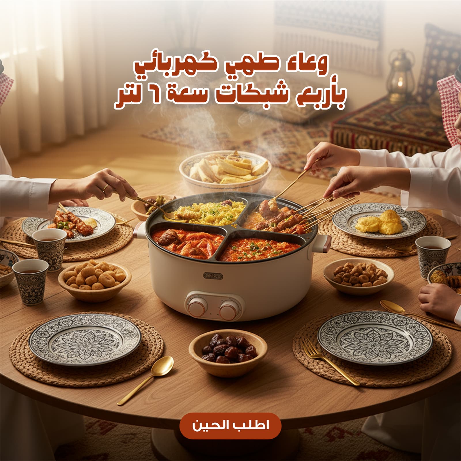 وعاء طهي كهربائي بأربع شبكات سعة 6 لتر - أجهزة المطبخ - صورة 4