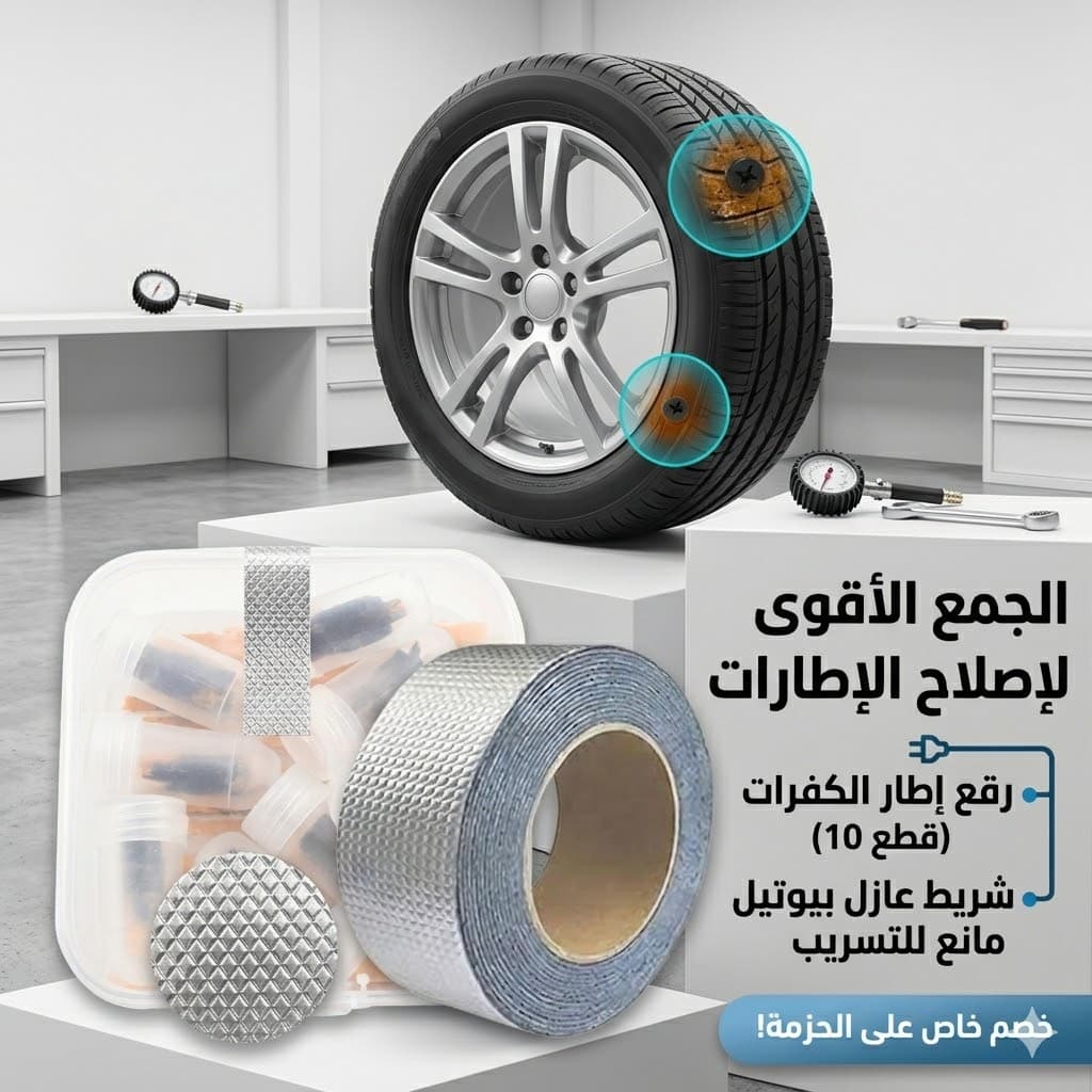 • رقع إطار الكفرات 10 قطع + • شريط لاصق حراري 5 متر - عروض المنزل - صورة 1