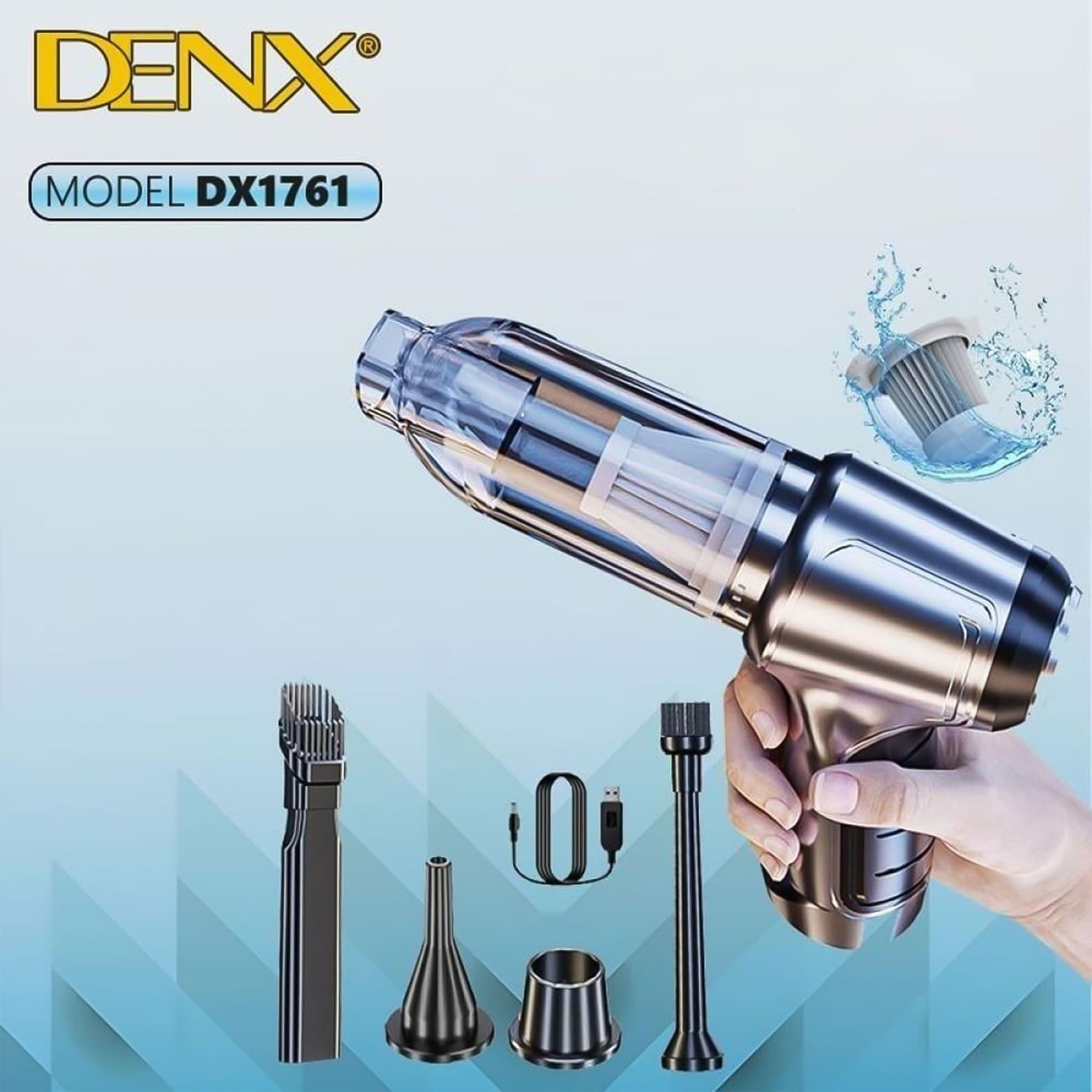مكنسة كهربائية لاسلكية محمولة باليد من Denx بضمان عامين - اكسسوارات سيارات - صورة 3