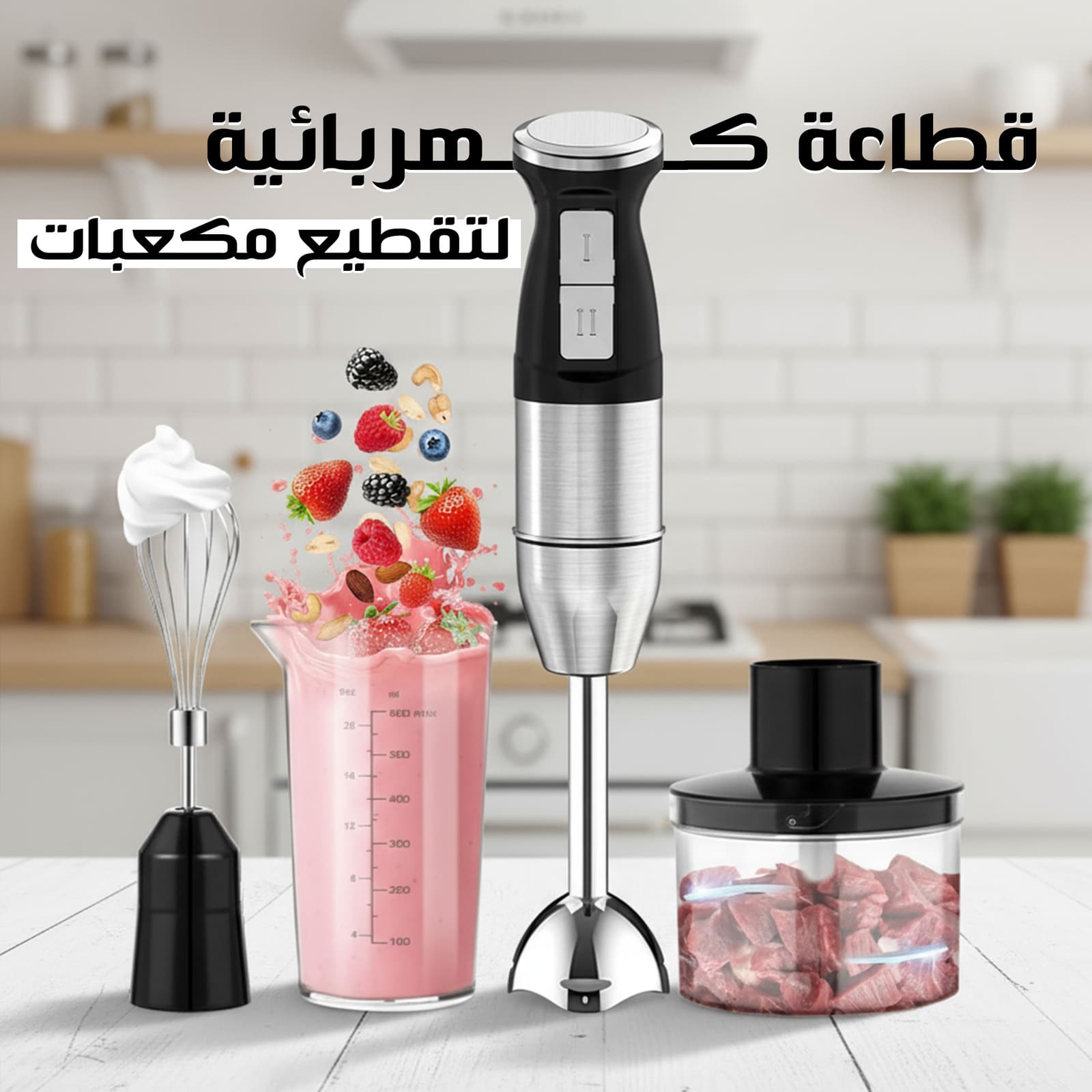 محضر الطعام (خلاط يدوي و هاند بلندر 4 في 1 للتقطيع و الفرم ) - أجهزة المطبخ - صورة 1