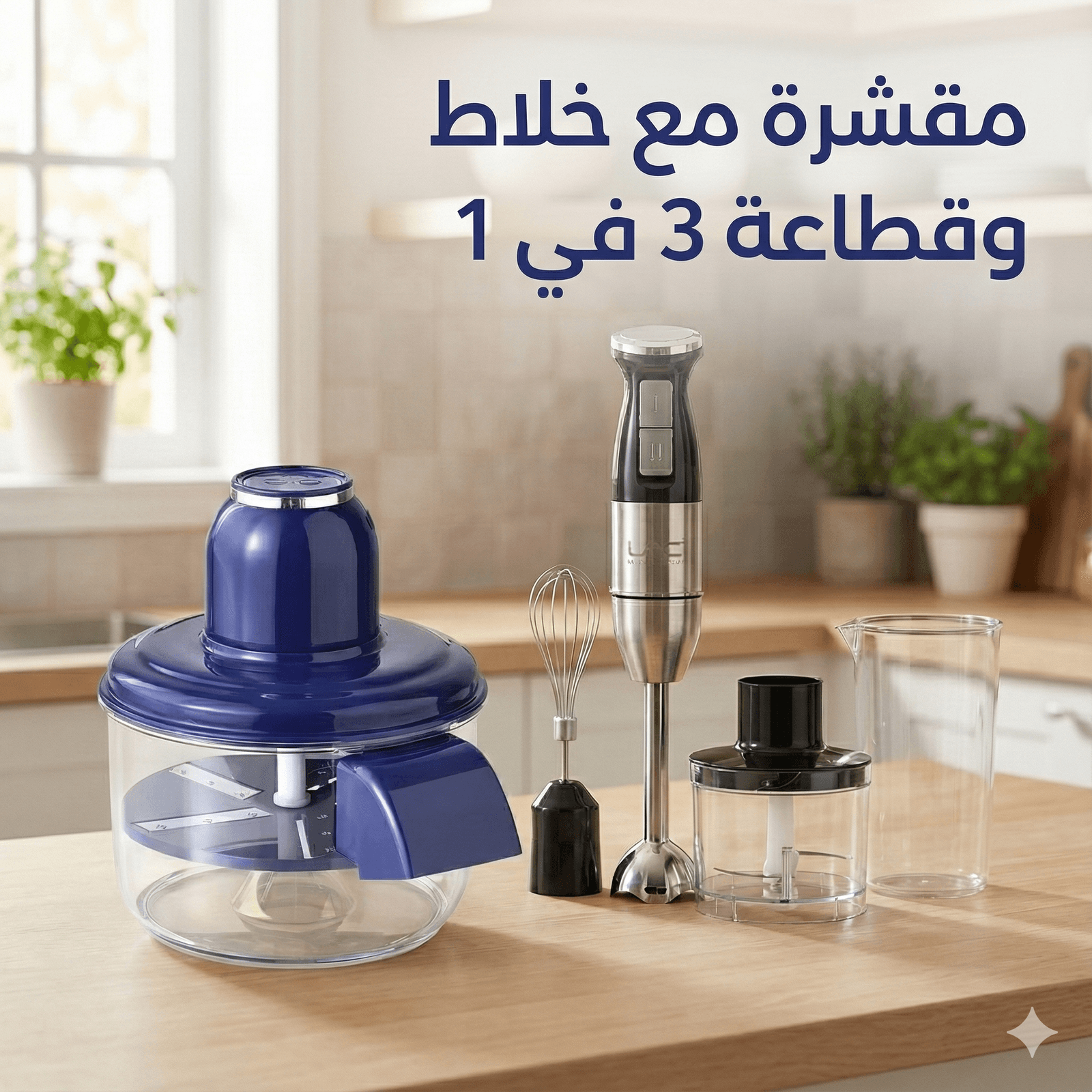 مقشرة الفواكة والخضار الأوتوماتيكية مع خلاط يدوي و قطاعة مكعبات 3 في 1 للتقطيع و الفرم - عروض المنزل - صورة 1