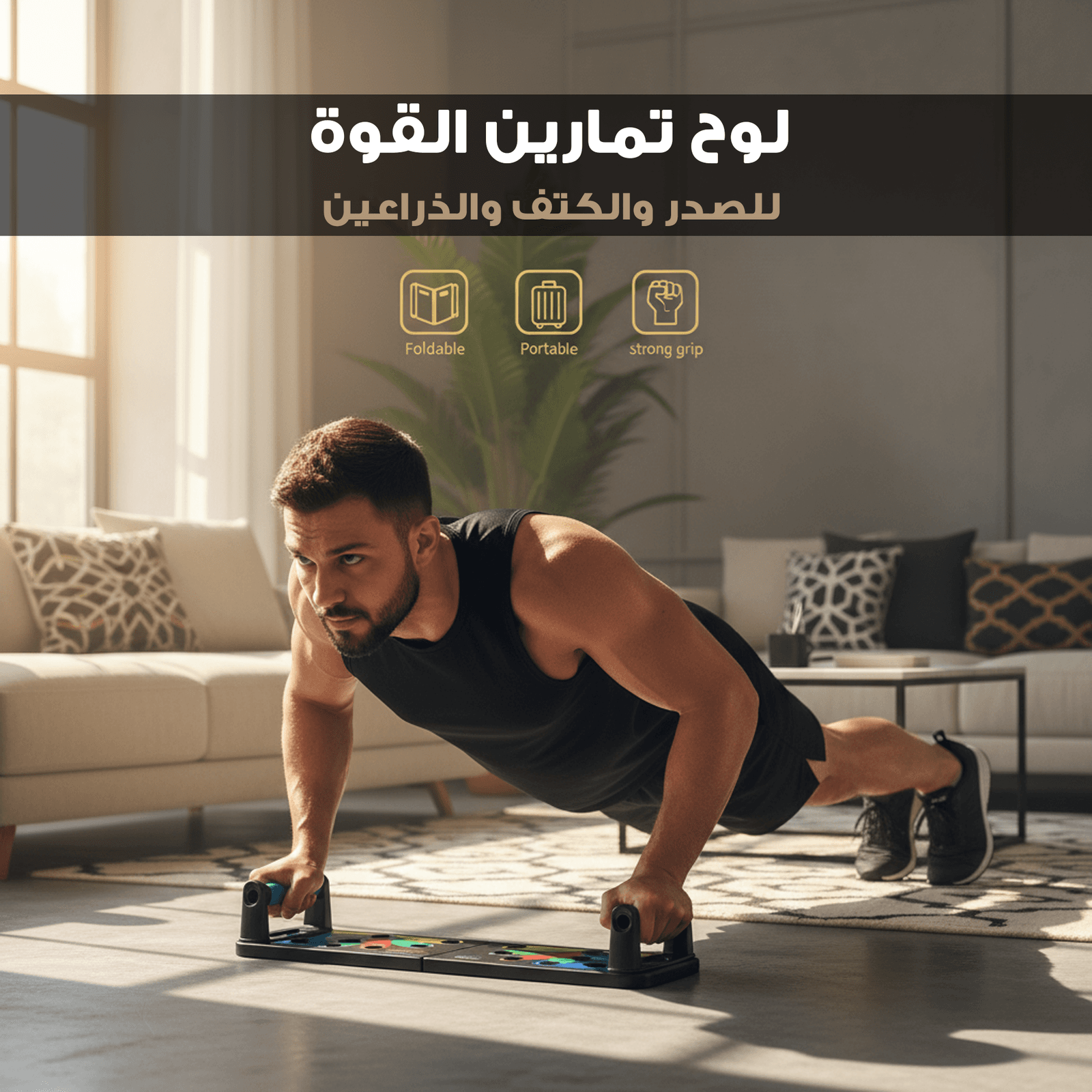 لوح تمارين الضغط 9 في 1 لتمارين اللياقة البدنية للصدر والكتف والذراعين - أدوات رياضية - صورة 6