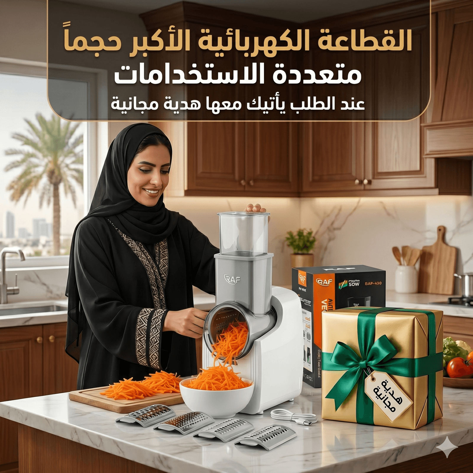 القطاعة الكهربائية الأكبر حجماً لتقطيع وبشر الجبن والخضروات والفواكة متعددة الإستخدامات بضمان عامين مع هدية مجانية - عروض المنزل - صورة 1