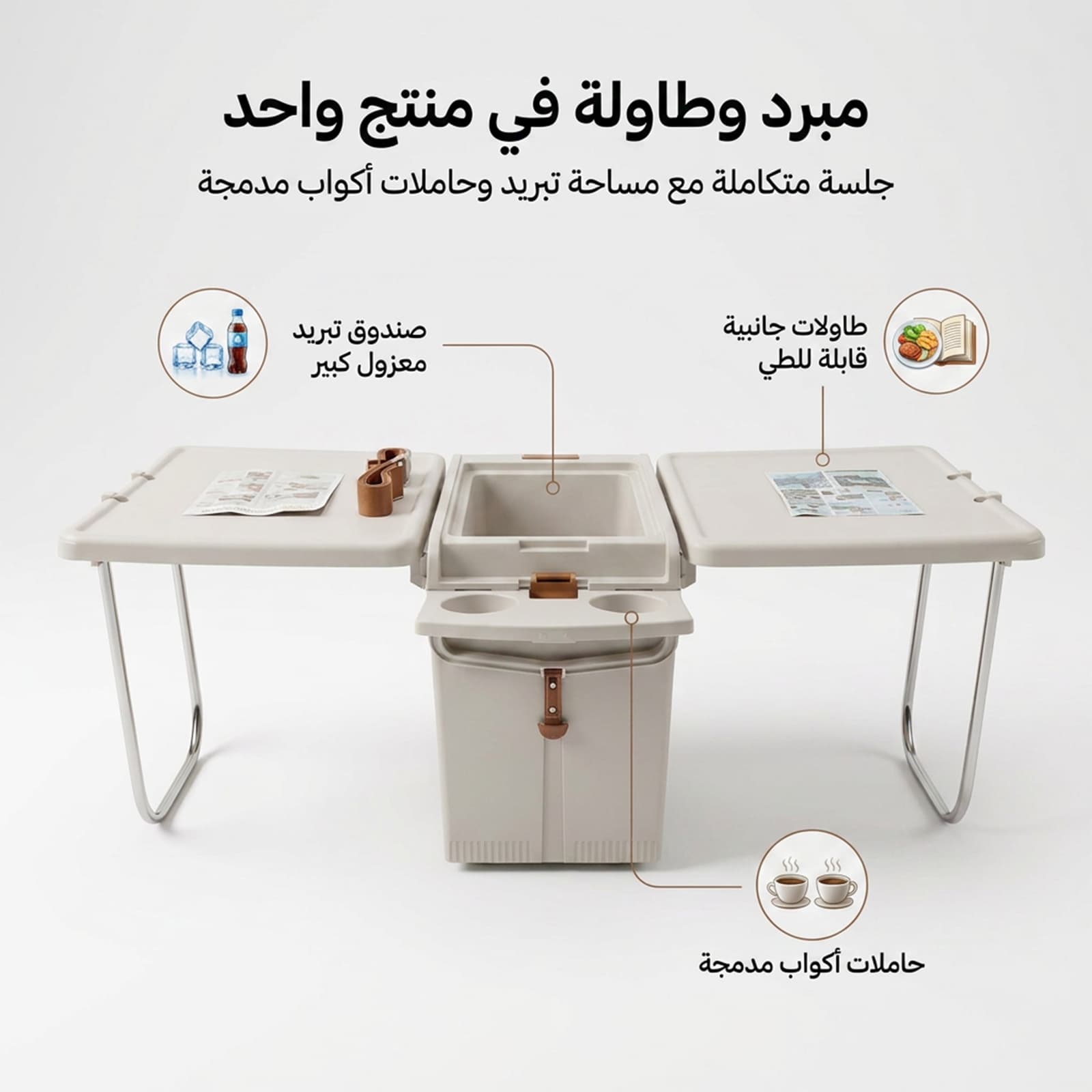 ايس بوكس محمول ترابيزة قابلة للطي متعددة الاستخدامات 2*1 - التخييم والرحلات - صورة 2