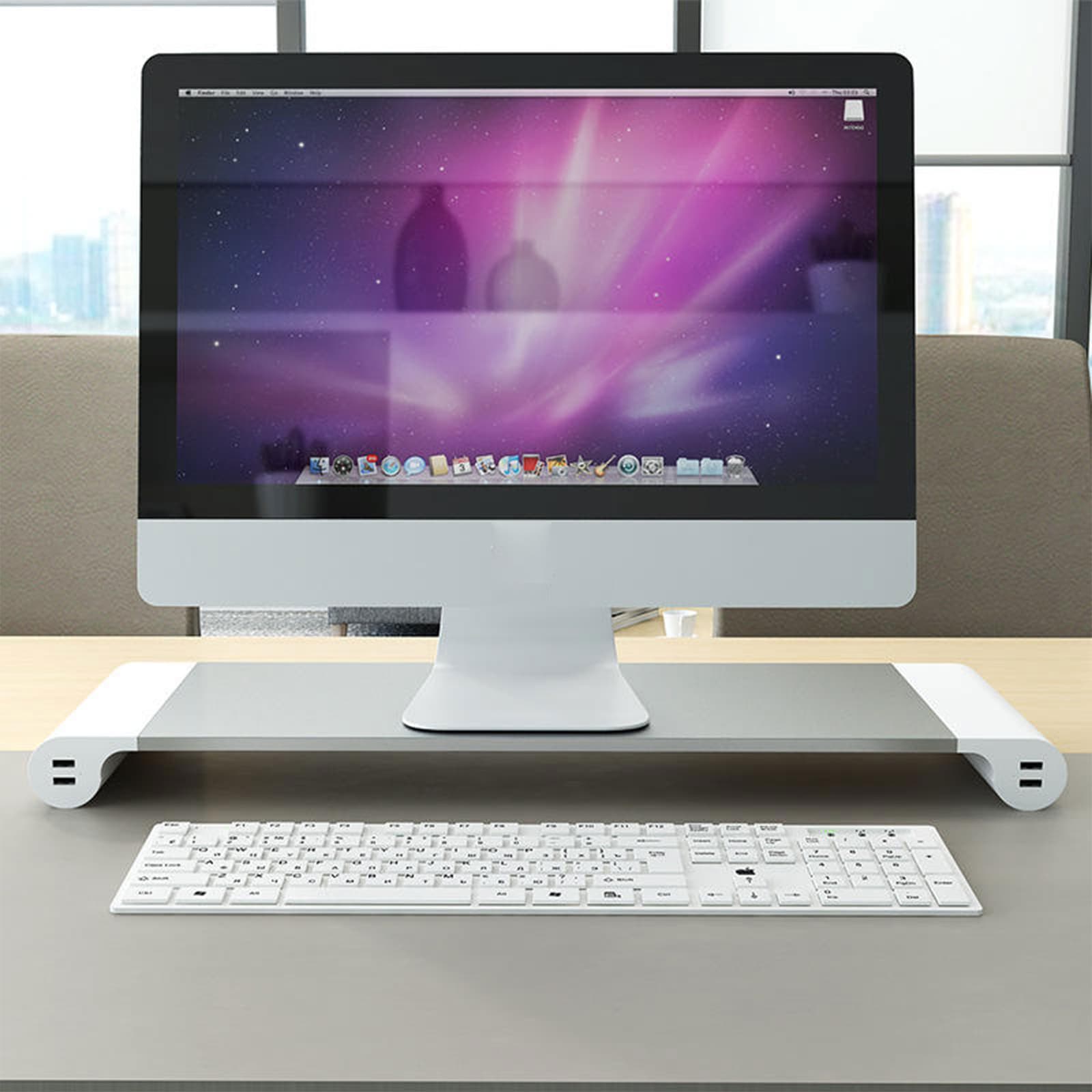 حامل لابتوب وكمبيوتر للمكتب مع 4 منافذ بيانات وشحن USB - الكترونيات اخرى - صورة 3