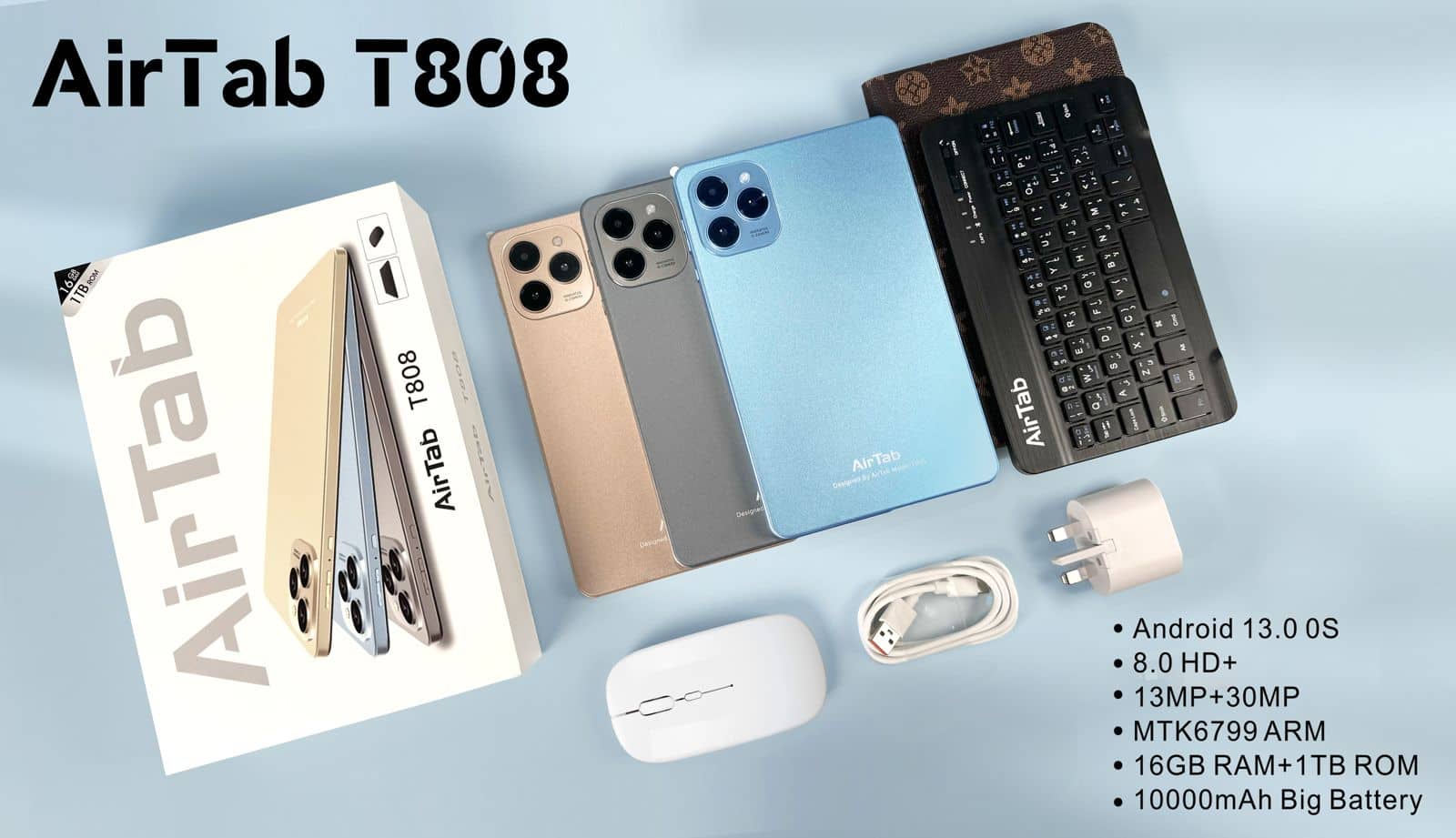 تابلت T808 بكيبورد و ماوس بلوتوث + مجموعة هدايا (ضمان 6 اشهر )