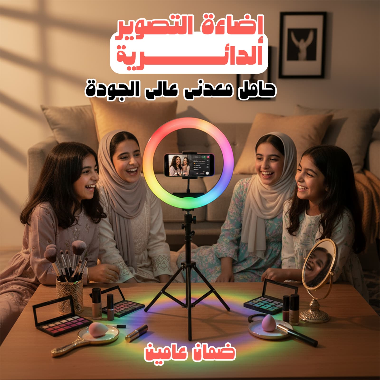 إضاءة التصوير الدائرية+ حامل معدني عالي الجودة ضمان عامين - حوامل موبايل - صورة 1