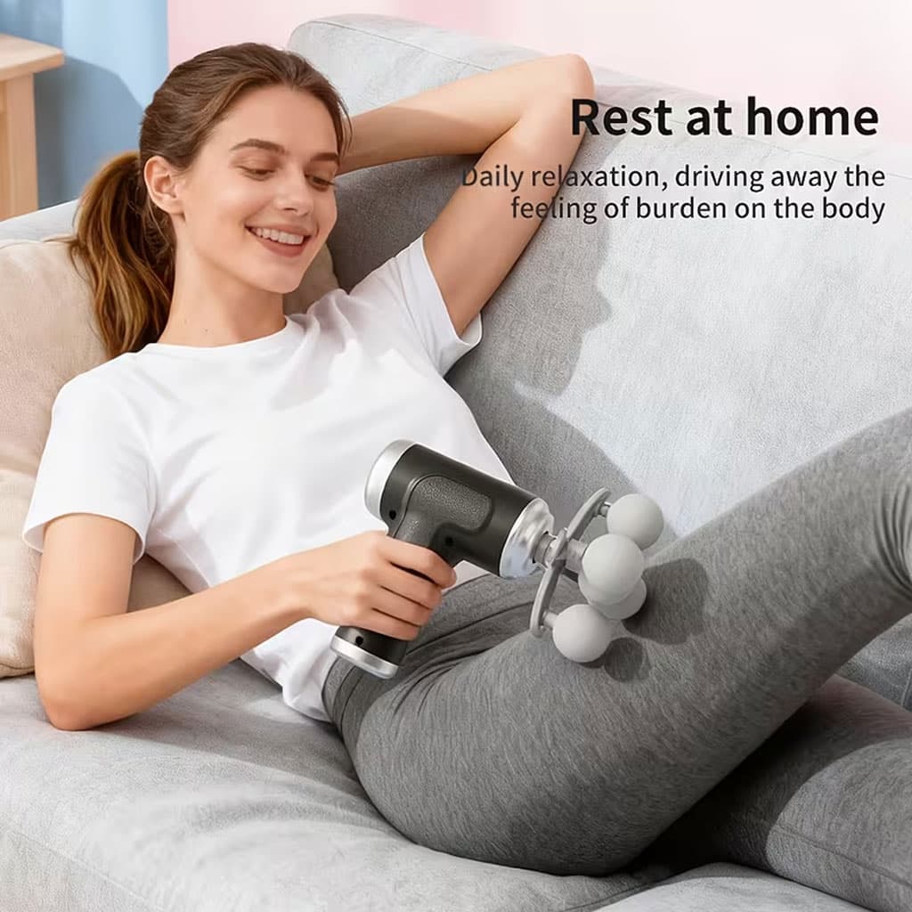 Pistolet de Massage Professionnel avec 9 Têtes Interchangeables pour Relaxation Totale - جهاز تدليك الجسم الاحترافي بـ 9 رؤوس لتدليك الأنسجة العميقة - Soins et Beauté - صورة 5