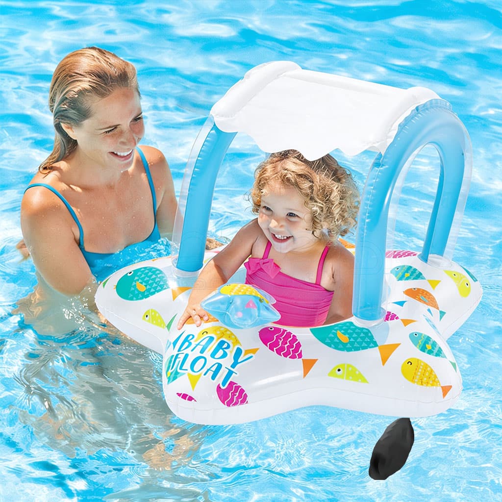 Bouée Siège Gonflable pour Bébé avec Parasol Anti-UV - Design Voiture INTEX 56573NP - عوامة السباحة المنفوخة للأطفال والرضع مع مظلة واقية من الشمس - Vacance & Loisir - صورة 1