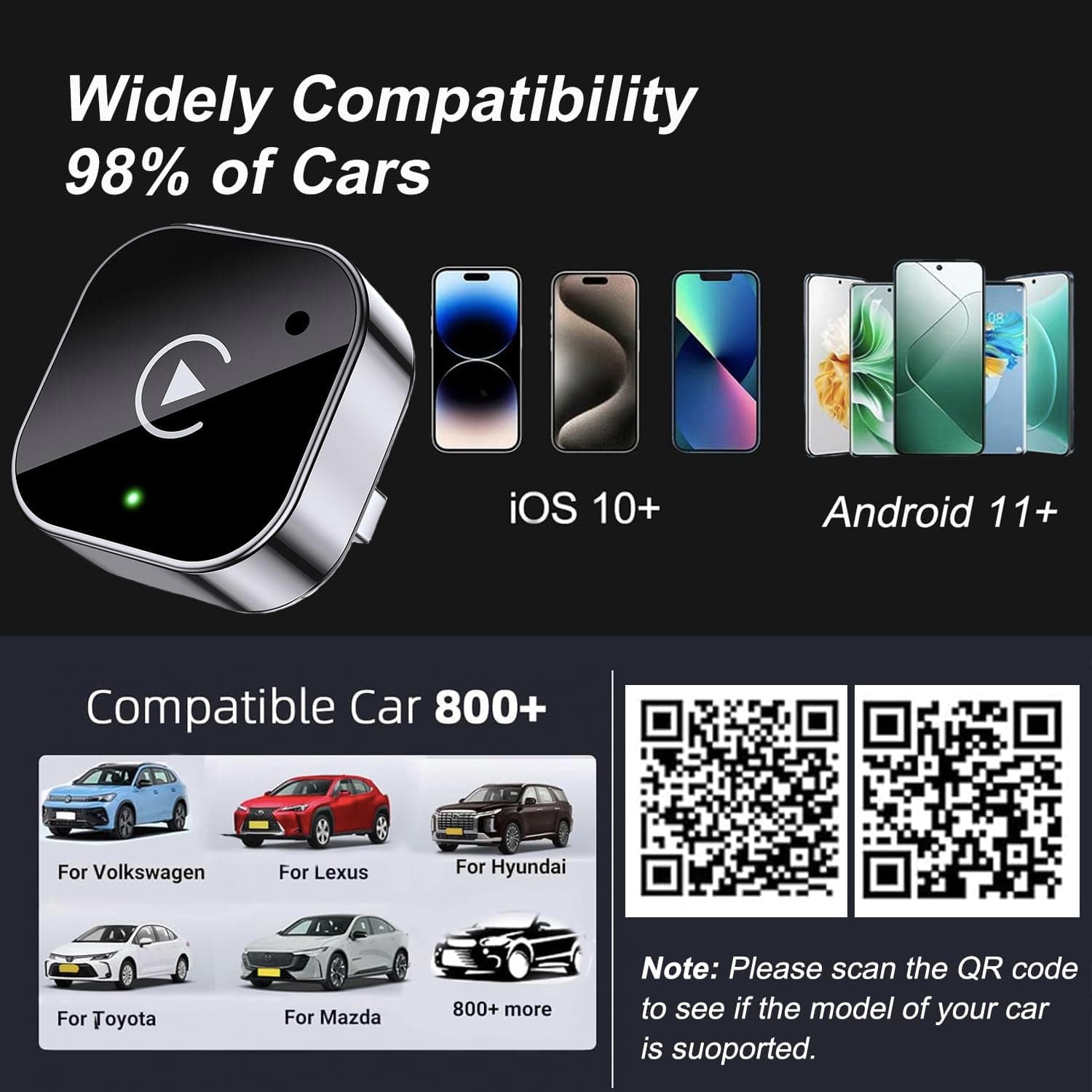 Adaptateur Sans Fil CarPlay et Android Auto pour Voitures - محول السيارة الذكي 2 في 1 - Accessoires Auto/Moto - صورة 12