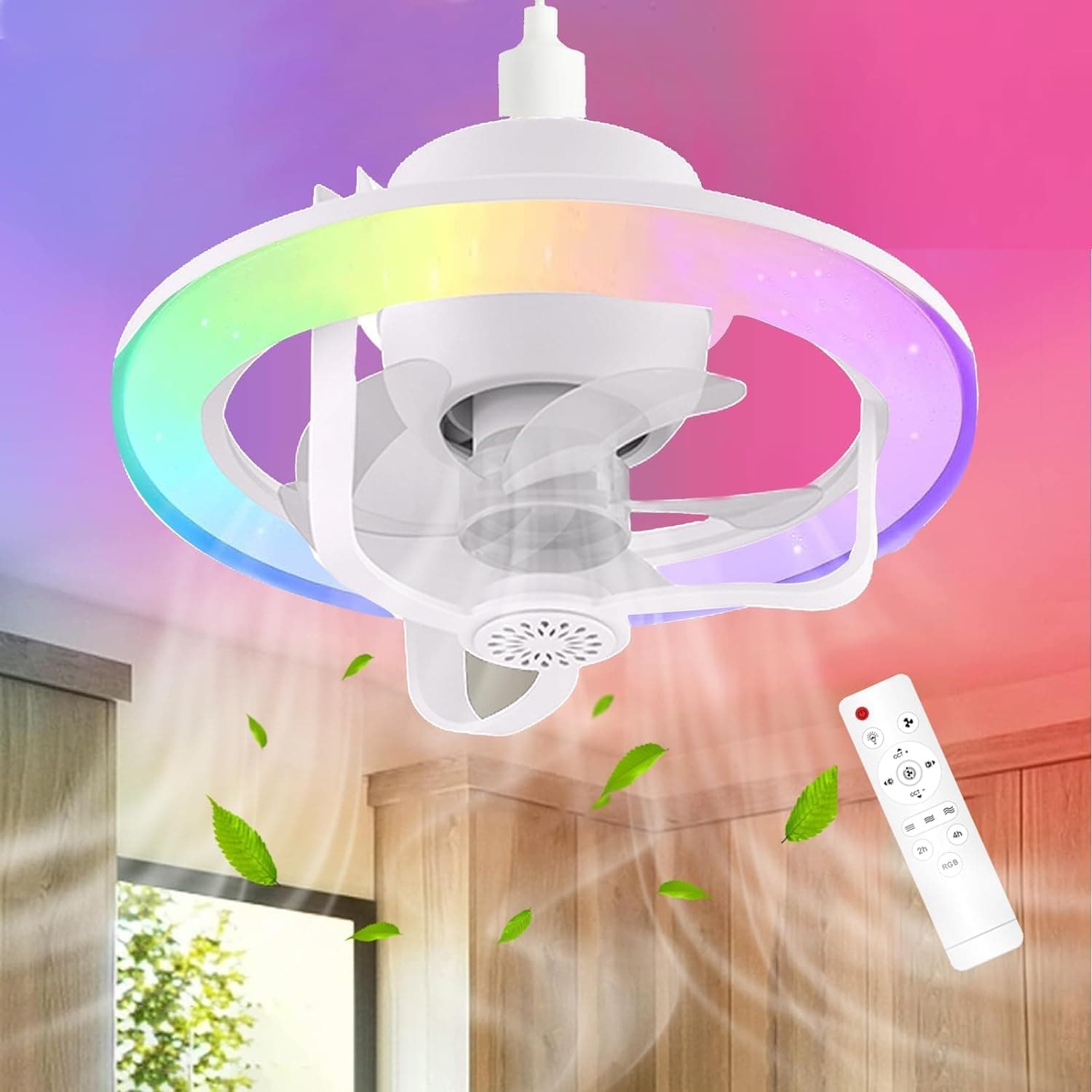 Ventilateur de Plafond Lumineux E27 avec Éclairage RGB et Télécommande - مروحة السقف الذكية إضاءة ملونة مع ريموت - Électronique - صورة 1