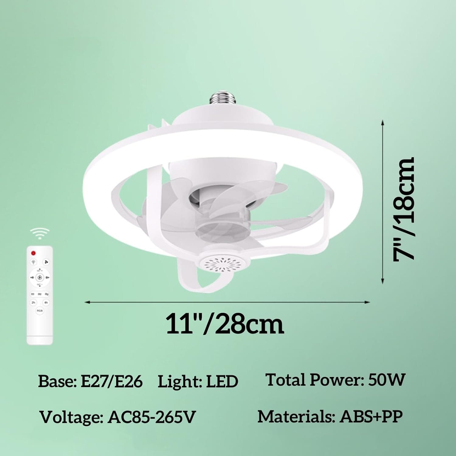 Ventilateur de Plafond Lumineux E27 avec Éclairage RGB et Télécommande - مروحة السقف الذكية إضاءة ملونة مع ريموت - Électronique - صورة 2