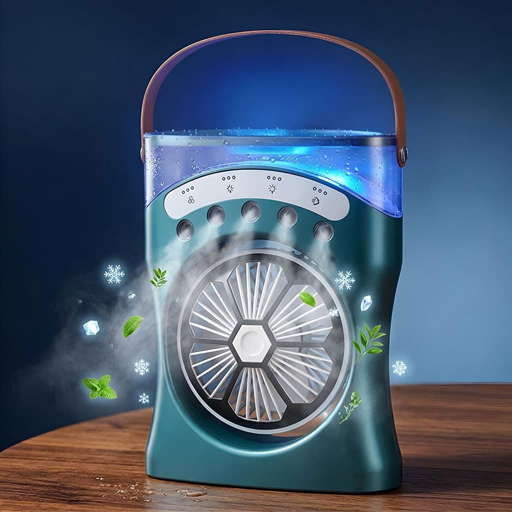 Ventilateur Brumisateur de Bureau Portable USB avec Éclairage - مروحة المكتب الذكية برذاذ الماء والترطيب بـ 3 سرعات - Produits de saison - صورة 1