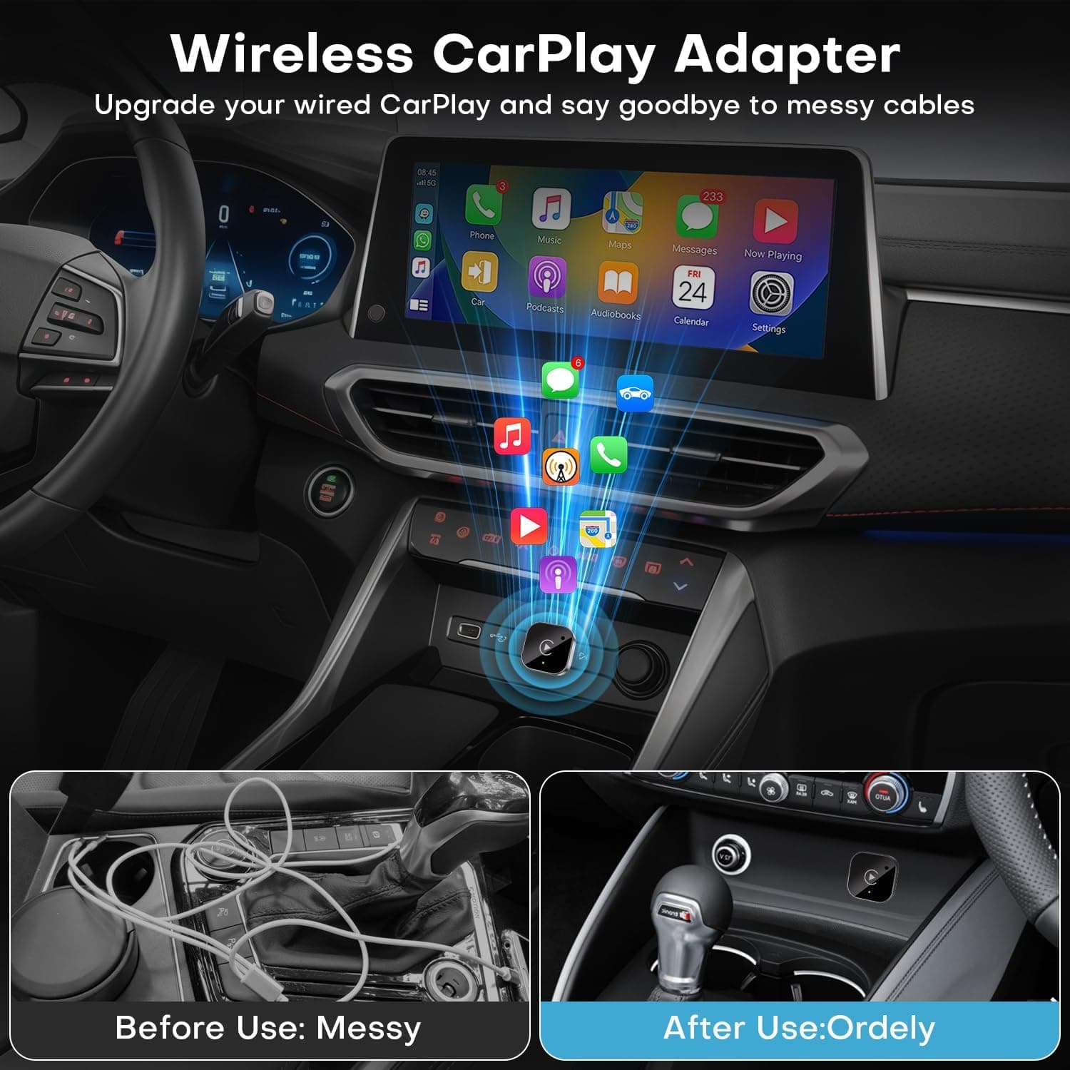 Adaptateur Sans Fil CarPlay et Android Auto pour Voitures - محول السيارة الذكي 2 في 1 - Accessoires Auto/Moto - صورة 11