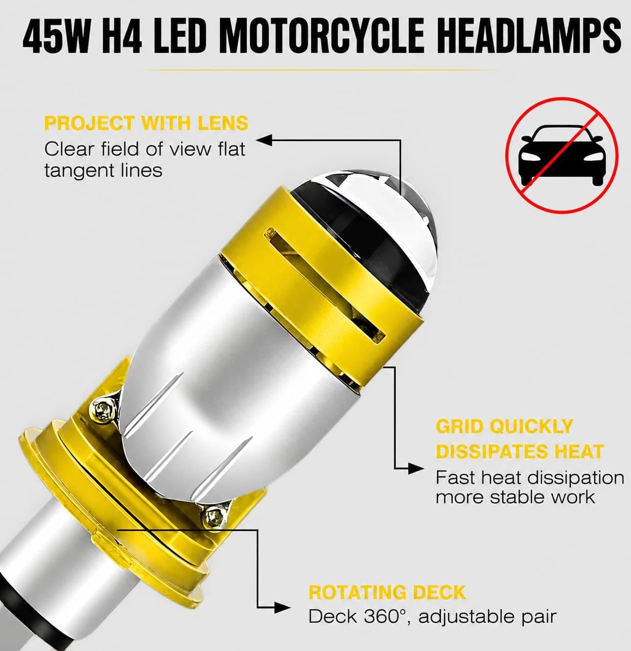 Ampoule LED H4 Moto Avec Mini Lentille Projecteur - Double Faisceau Ultra-Puissant 42W - مصباح للدراجات النارية مع عدسة قوة 42 واط - Accessoires Auto/Moto - صورة 3