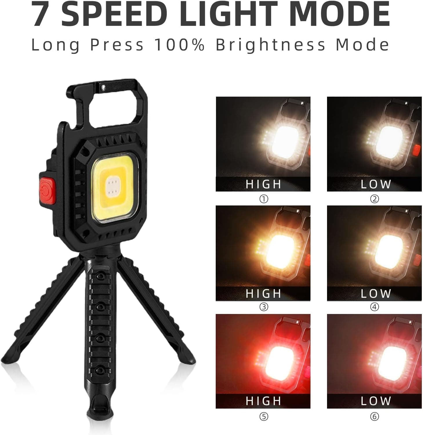 Mini Lampe de Poche COB LED Portable Rechargeable avec Trépied - مصباح متعدد الوظائف مع حامل - Camping et Randonnée - صورة 5