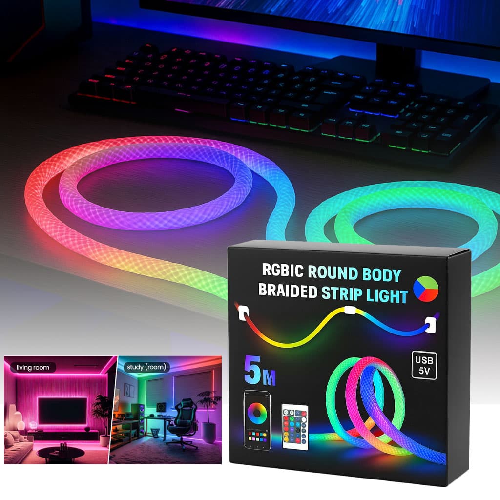 شريط إضاءة ملونة 360° | Bande LED Tube App Control | 5m USB 5V - Décoration - صورة 1