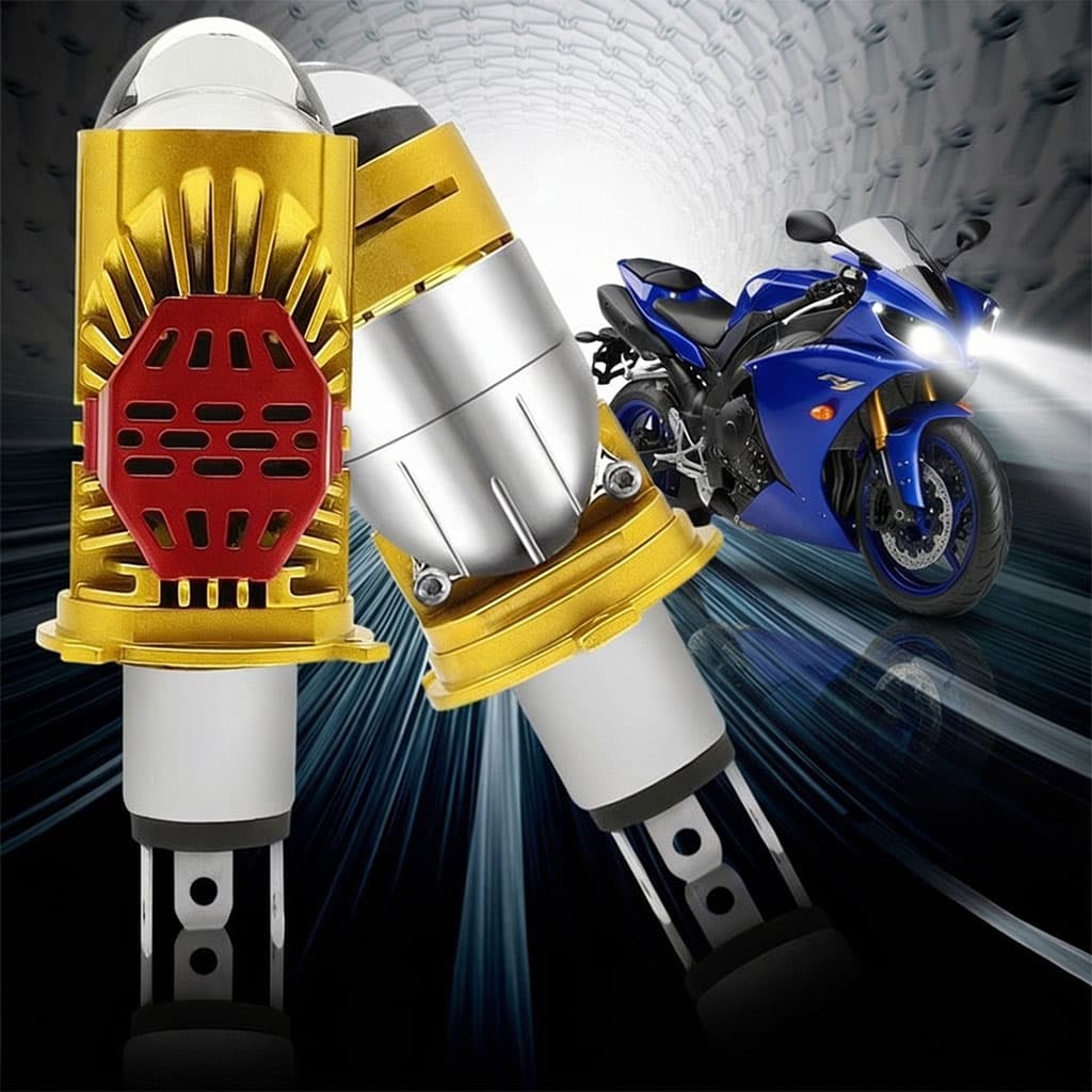 Ampoule LED H4 Moto Avec Mini Lentille Projecteur - Double Faisceau Ultra-Puissant 42W - مصباح للدراجات النارية مع عدسة قوة 42 واط - Accessoires Auto/Moto - صورة 1